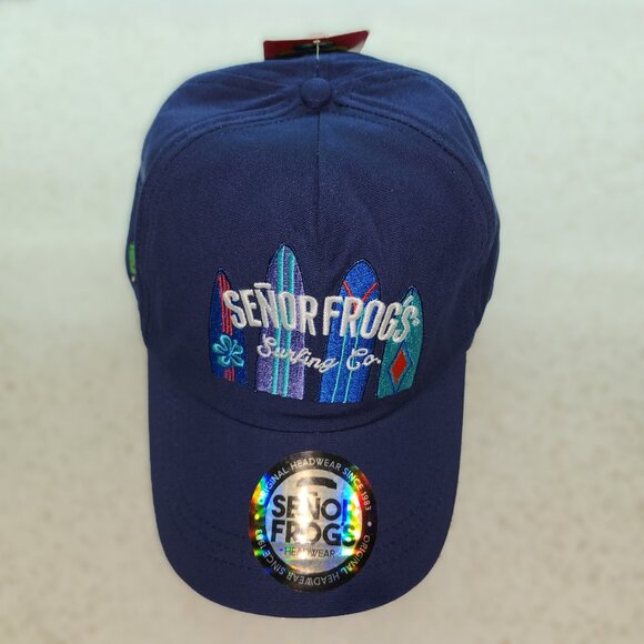 Senor Frogs Blue Brimmed Hat with Surfing Themed Logo - Picture 2 of 9